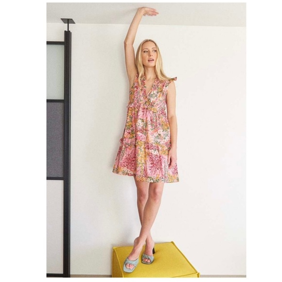 Banjanan | Feminine Cottagecore Floral Tiered Ruffle Chandra Mini Dress | L - Picture 3 of 15